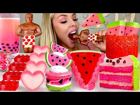 ASMR WATERMELON COOKIES, PUSH POP CANDY, WATERMELON POPSICLE MUKBANG 먹방