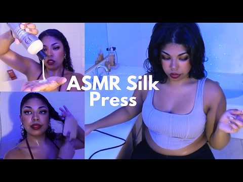 ASMR Silk Press Routine With Gum Chewing
