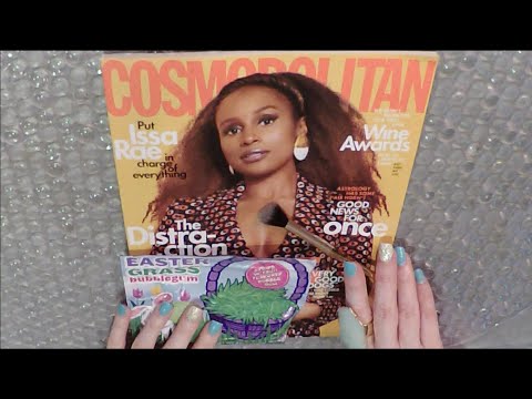 ASMR Juicy Gum Chewing Magazine Flip Through | Close Whisper | Cosmo | Issa Rae