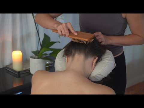 ASMR Oil Massage, Back Scratch & Scalp Tingles on Katie ✨ (Whisper)
