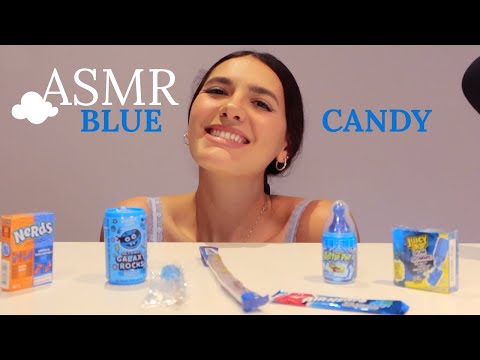 ASMR eating blue candy💙(chewy/ crunchy sounds)