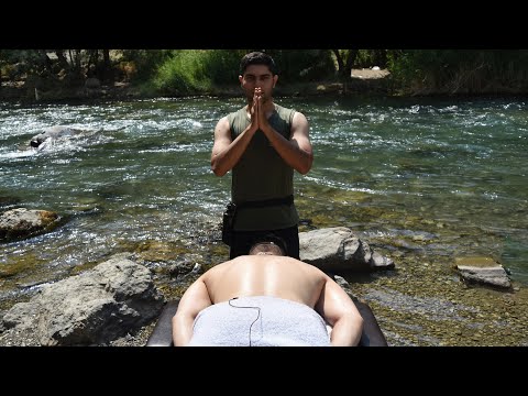 ASMR Back Massage Beside the River | Massage In Nature