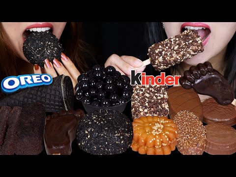 ASMR GIANT BLACK SESAME DAIFUKU MOCHI, KINDER CARAMEL MAXI KING, BLUEBERRY POPPING BOBA, OREO CONE