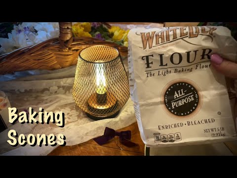 ASMR Baking Huckleberry Scones! (No talking) Making coffee/Eating Scones/Stirring & measuring