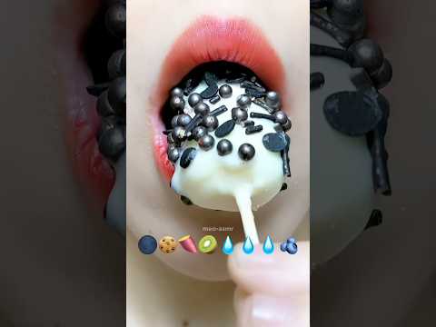 Asmr Eating Gummy Ball Chocolate Honey Water Emoji Food 💧🍪🥨 #meoasmr #mukbang #emojichallenge