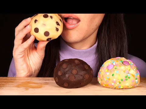 ASMR Edible Cookie Dough ~ Choc Chip, Fudge Brownie, Birthday Cake (No Talking)