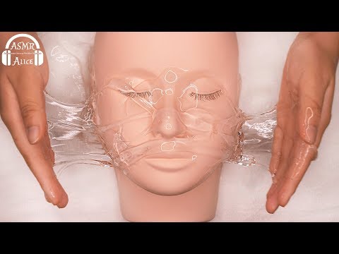 【透明度100％ジェル】ASMR シリコン顔に3種のフェイシャルマッサージ - Transparency 100% gel facial massage on silicone face