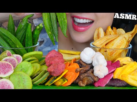 ASMR CRUNCHY HEALTHY FRUIT VEGGIE SNACK *CHIPS ผักผลไม้อบกรอบ (EATING SOUNDS) NO TALKING | SAS-ASMR