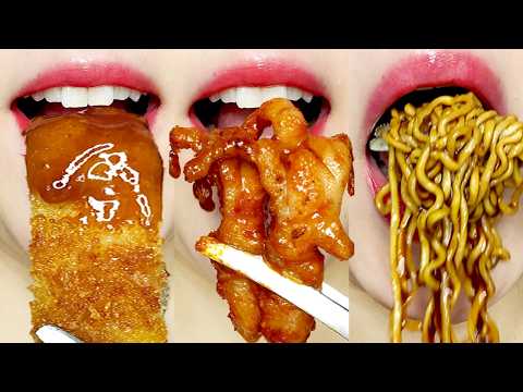 ASMR Spicy Chicken Feet & Fried Chicken 🍗🔥 MUKBANG 매운 닭발 & 치킨 먹방 Eating Sounds