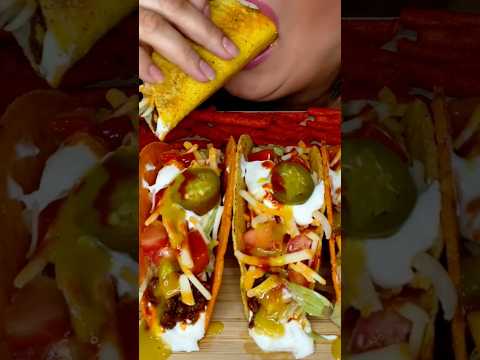 NACHO CHEESE CRUNCHY TACOS #asmr #tacos #cheese #food #shorts