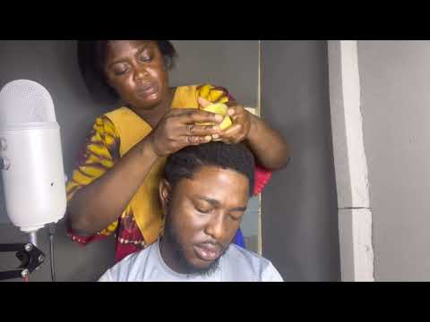 Asmr, hair treatments application, with scratching sound.