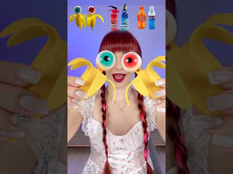 ASMR Gummy Eyeballs Bananas, Candy Spray #shorts