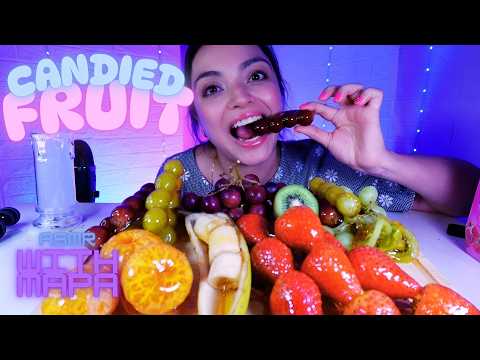 ASMR Candied Fruit Mukbang | Strawberries | Grapes | Tangerine | Banana | Kiwi | Tanghulu | Crunchy