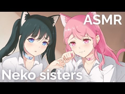 ASMR Roleplay - Neko Sisters wake you up! (ft. Dude That's Wholesome)(3DIO, F4M)