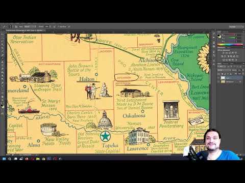 1865 Vintage KANSAS map with illustrated landmarks and events | ASMR map analysis