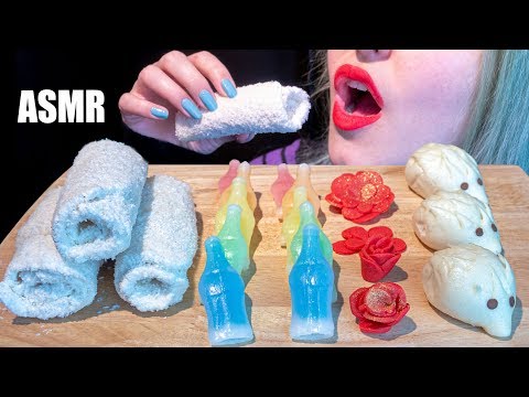 ASMR: EDIBLE TOWELS, WAX CANDY BOTTLES, ROSES, BUNS | Weird Candy 🌈 ~ Relaxing [No Talking|V]😻