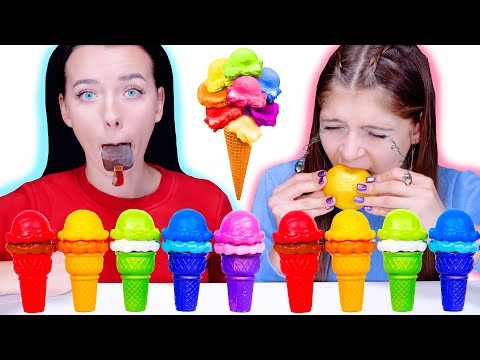 ASMR SAME COLOR ICE CREAM CHALLENGE | EATING SOUNDS LILIBU