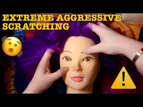 ASMR|⚠️EXTREME! FAST AGGRESSIVE SCRATCHING AND RUBBING ON MY MANNEQUIN HEAD & FACE! LOUD. No talking
