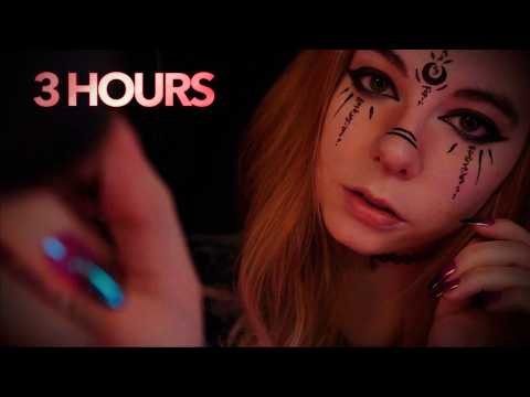 ASMR | 3 HOURS close up Slow Face Touching & Brushing - no talking, layered ambiance, white noise