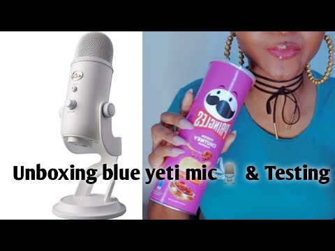 UNBOXING BLUE YETI MIC 🎙️ plus Testing with pringles - asmr