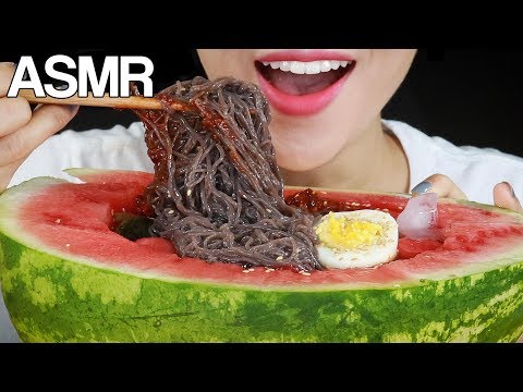 ASMR WATERMELON COLD NOODLES NAENGMYEON Eating Sounds Mukbang No Talking