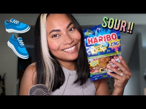ASMR Eating Haribo Sour Kicks Gummies , Tingly Chewing Sounds , Sour Candy , Mukbang Mouth Sounds