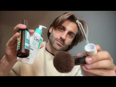 [ASMR] Whimsical Skincare Routine (face touching, cleaning, massage, personal attention)