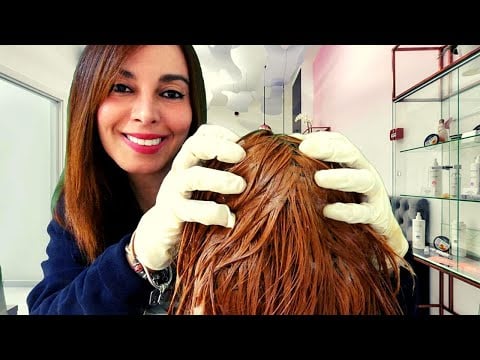 ASMR HAIR WASH , HAIR PLAY | SCALP INSPECTION, TREATMENT AND MASSAGE  (gloves, roleplay)