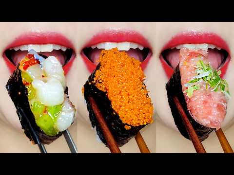 ASMR SUSHI MUKBANG 🍣 Wasabi Raw Octopus, Minced Tuna, Fish Roe Eating Sounds