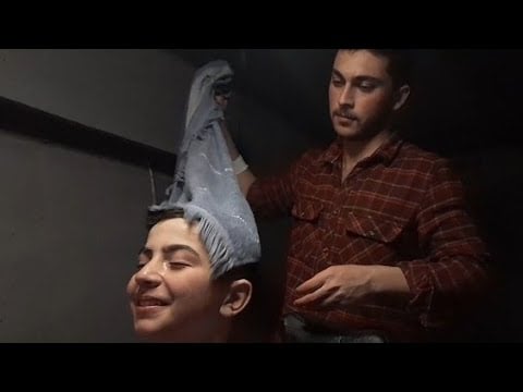 amazıng head massage and asmr massage wıth needle syrınge