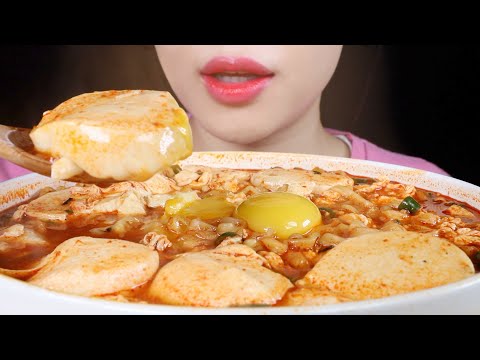 ASMR Soupy Fire Buldak Noodles with Soft Tofu Eating Sounds Mukbang