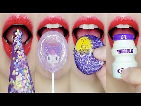 purple pink emoji food asmr mukbang 보라 분홍 이모지 입술 먹방