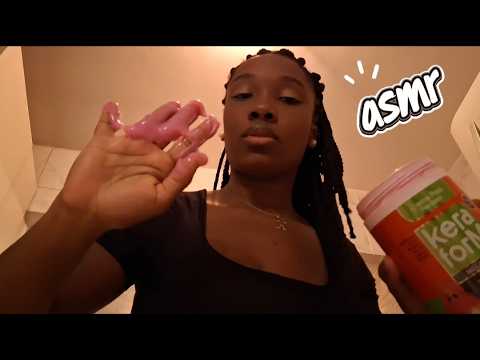 ASMR Definindo e Cuidando do Seu Cabelo na Cozinha de Casa🫧🪮  Creme na Mão, sons de Água e pente ✨