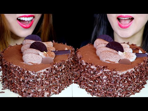 ASMR HUGE CHOCOLATE CREAM CAKES *BIG BITES* EATING SOUNDS चॉकलेट केक sjokoladekake ケーキ 초콜릿 케이크 먹방