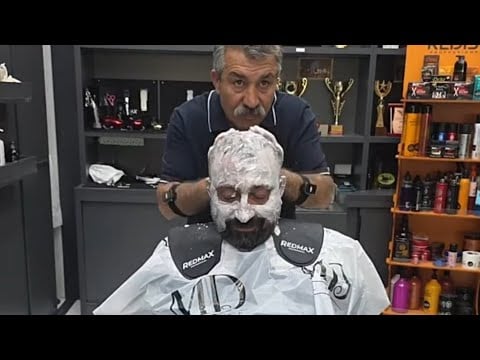 Saç & sakal kesimi Sırt • kol • boyun masajı Rahatlatıcı ASMR sesleri ve keyifli bir berber deneyim