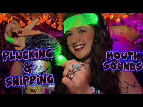 ASMR Mouth Sounds, Light Plucking & Snipping ✂️✨ | Fluffy Mic Tingles for Sleep