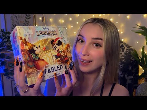 ASMR Opening the Disney Lorcana Fabled Illumineer's Trove (whispered, pack triggers)