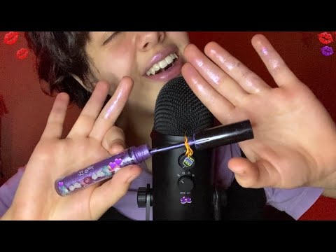 [ASMR] 🥴 Beijinhos grudentos com sons de boca molhados de gloss💋💦