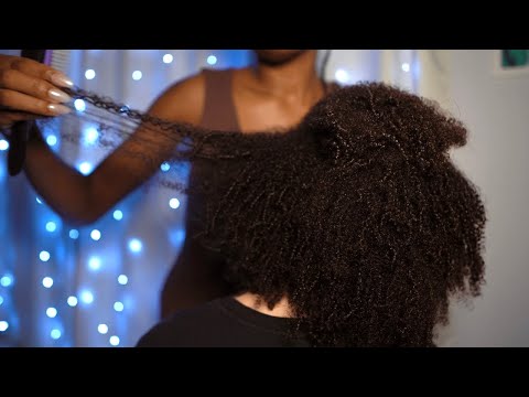 ASMR | Real Person Relaxing Hair Treatment ☁️ Curl Defining 3c/4a Afro Hair (soft & bouncy)