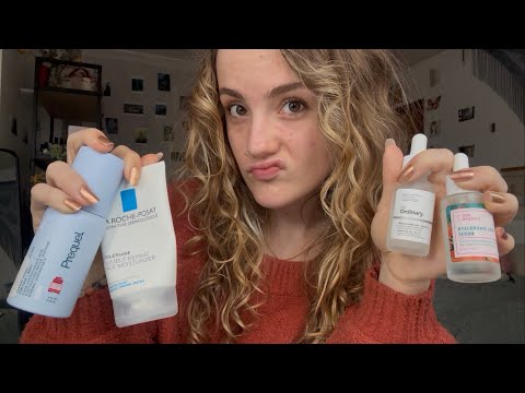 asmr skincare routine for acne (personal attention chit chat with bestie)  
