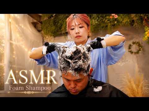 【ASMR】もこもこ泡の極上スタンドシャンプー🫧 脳がとろける音とマッサージで寝落ち確定