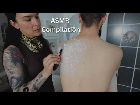 ASMR Compilation - Arm & Sock Haircut / Peach Fuzz Remove / Neck & Ear Exam / Face Mapping & Glasses