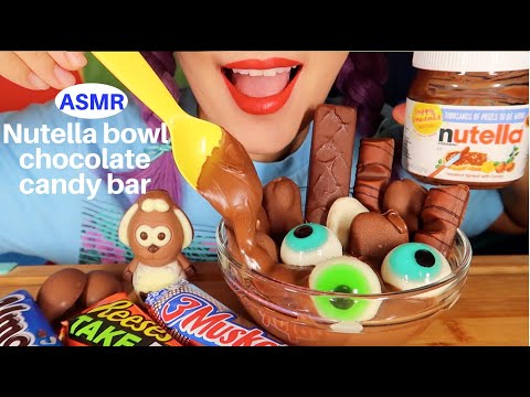 ASMR CHOCO CANDY BARS, NUTELLA eating sound |누텔라 한그릇,초코바 먹방|CURIE.ASMR(COLLAB w/Italian ASMR Eating)