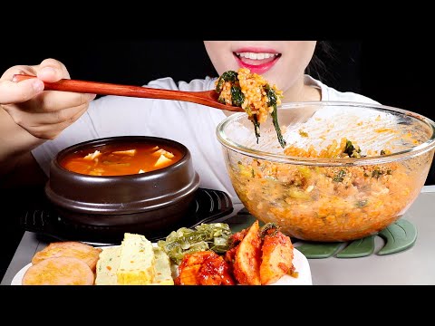 ASMR 열무비빔밥, 된장찌개 먹방 | Yeolmu Kimchi Bibimbap and Soy Bean Stew | Eating Sounds Mukbang