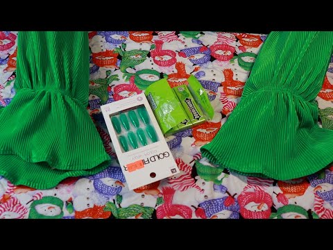 Christmas Green Jelly See Through Press On Nails ASMR Doublemint Chewing Gum Sounds