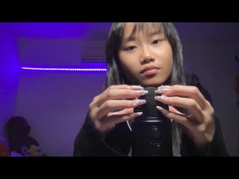 ASMR gentle mic tapping and scratching with long nails💅