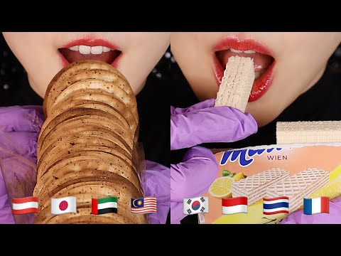 WORLD SNACKS CHALLENGE INTERNATIONAL SNACKS MUKBANG ASMR RATING WORLD SANCKS 🌏