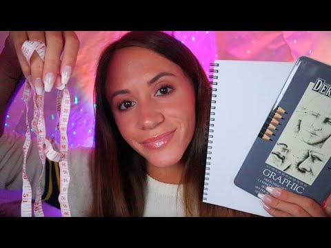 ASMR / Measuring & Drawing Your Face (writing sounds & close whispers)