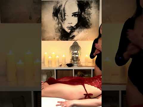 Veronica's hands press into the Client's back, warm oil pooling as candlelight flickers. Her touch e
