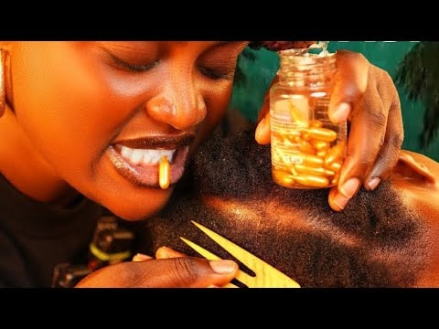 Asmr✨Sleep faster, attentive hair parting,scalp greasing,scratching, COMPILATIONS 4hr, whisper & Gum